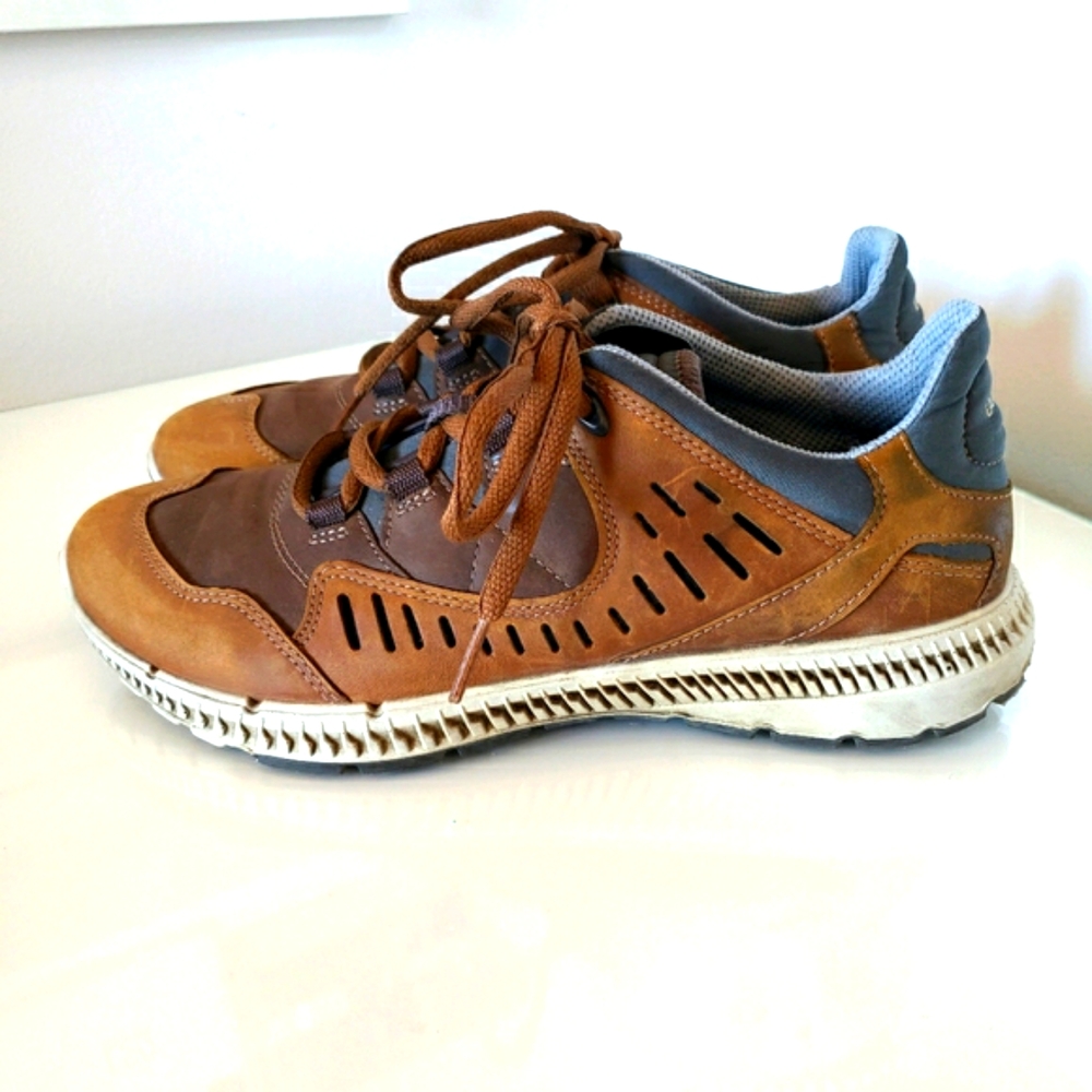 Ecco TerraWalk Leather Patch Trail Runner Camel Tan Athleisure Women Size 38